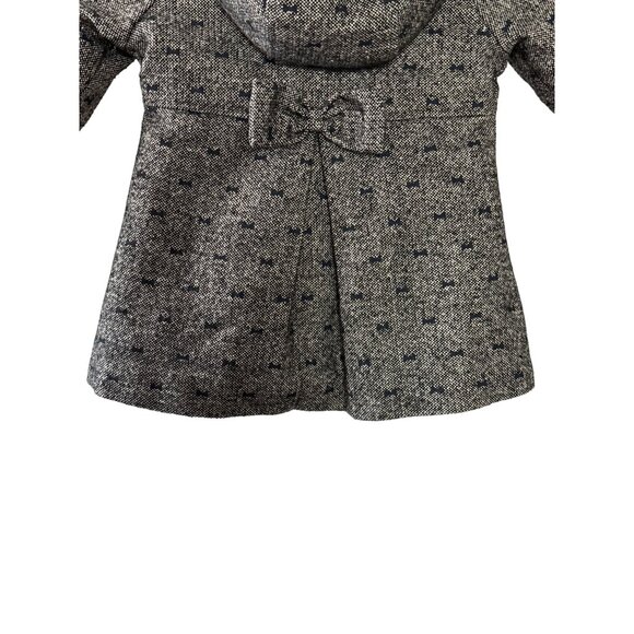 OshKosh B'gosh Toddler Girls Gray Hooded Peacoat Jacket Bow Print Accent Size 2T - Picture 7 of 10